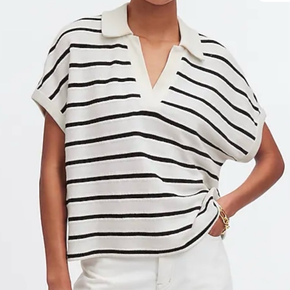 Madewell Relaxed V-Neck Polo Shirt Size XS 🖤🖤🖤 - Picture 2 of 9